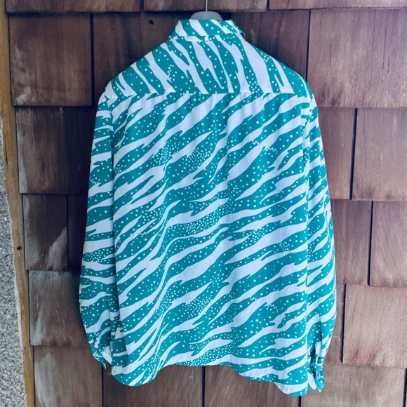 Hooper Associates Vintage 80s 90s Polka Dot Green Stripes Long Sleeve Blouse 16 - Picture 10 of 12